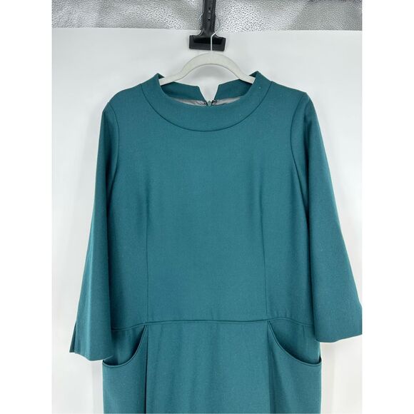 Pendleton Women's Dark Green 💚 Shift Wool Dress Size 12 Below Knee 3/4 Sleeve - Picture 3 of 11